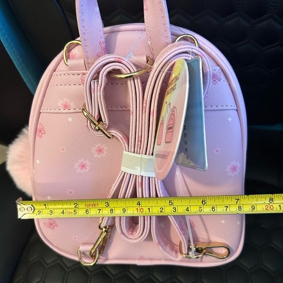 UnderOneSky Pink Butterfly Backpack with Pom Pom (8”x7”x3”) - Picture 3 of 12